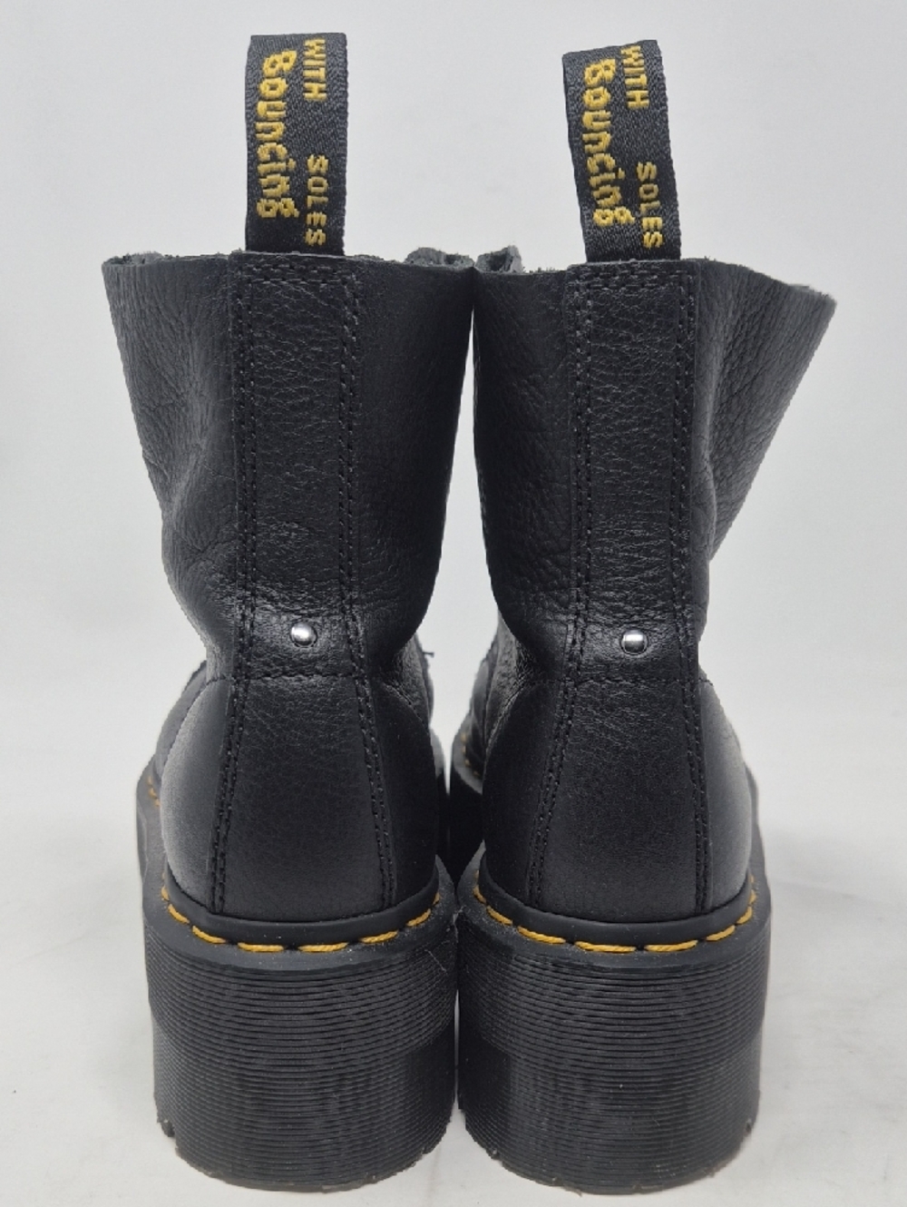 Dr. Martens Black Platform Zip-Up Boots with Yellow Stitching - Picture 4 of 12